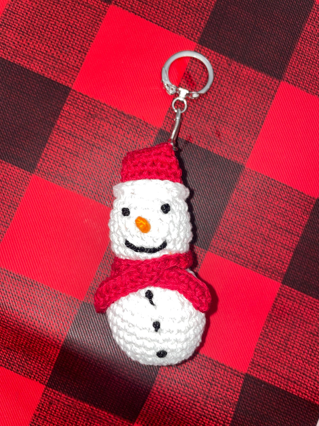 Snowman Crochet bag charm/ Keychain