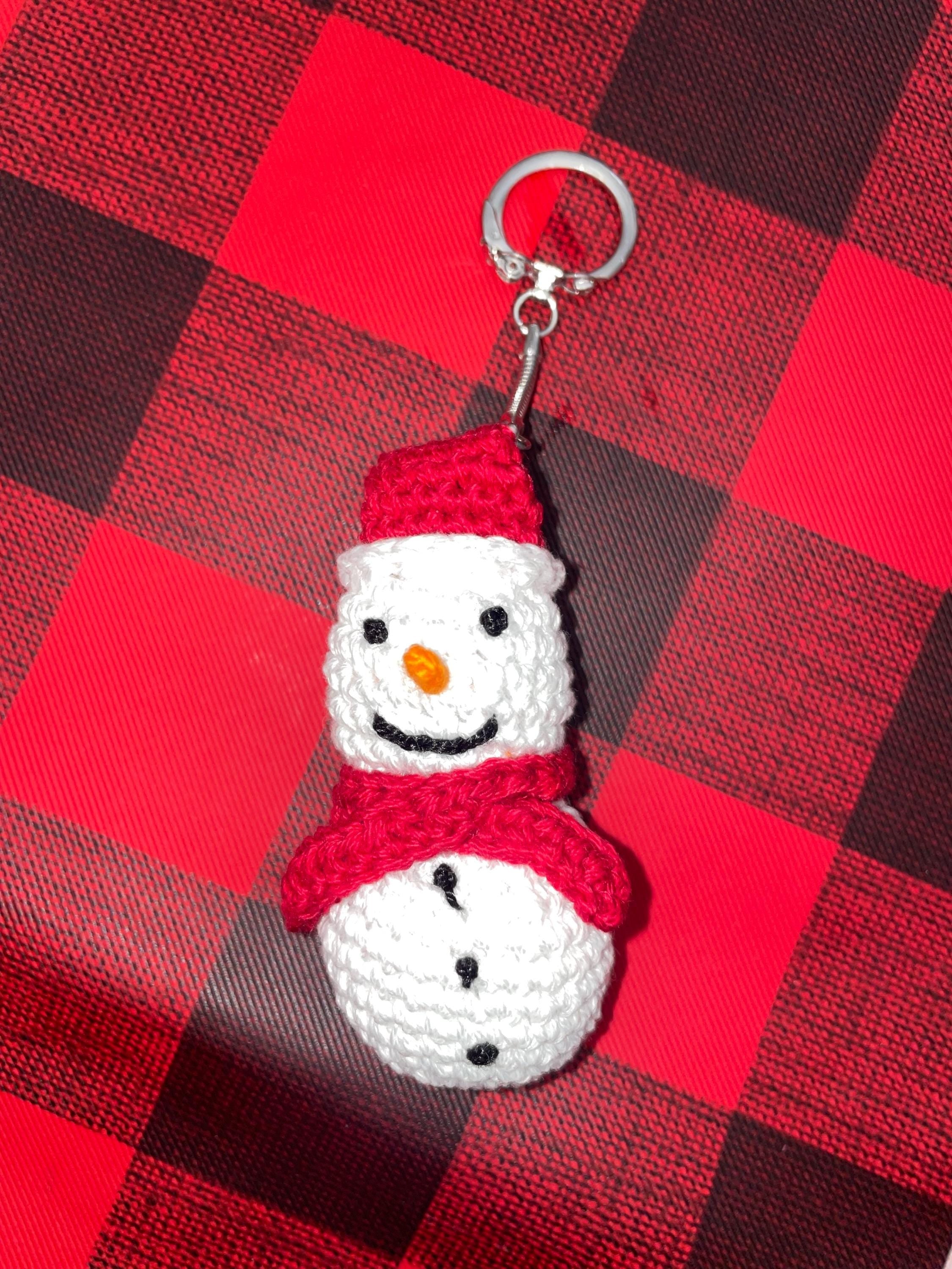 Snowman Crochet bag charm/ Keychain