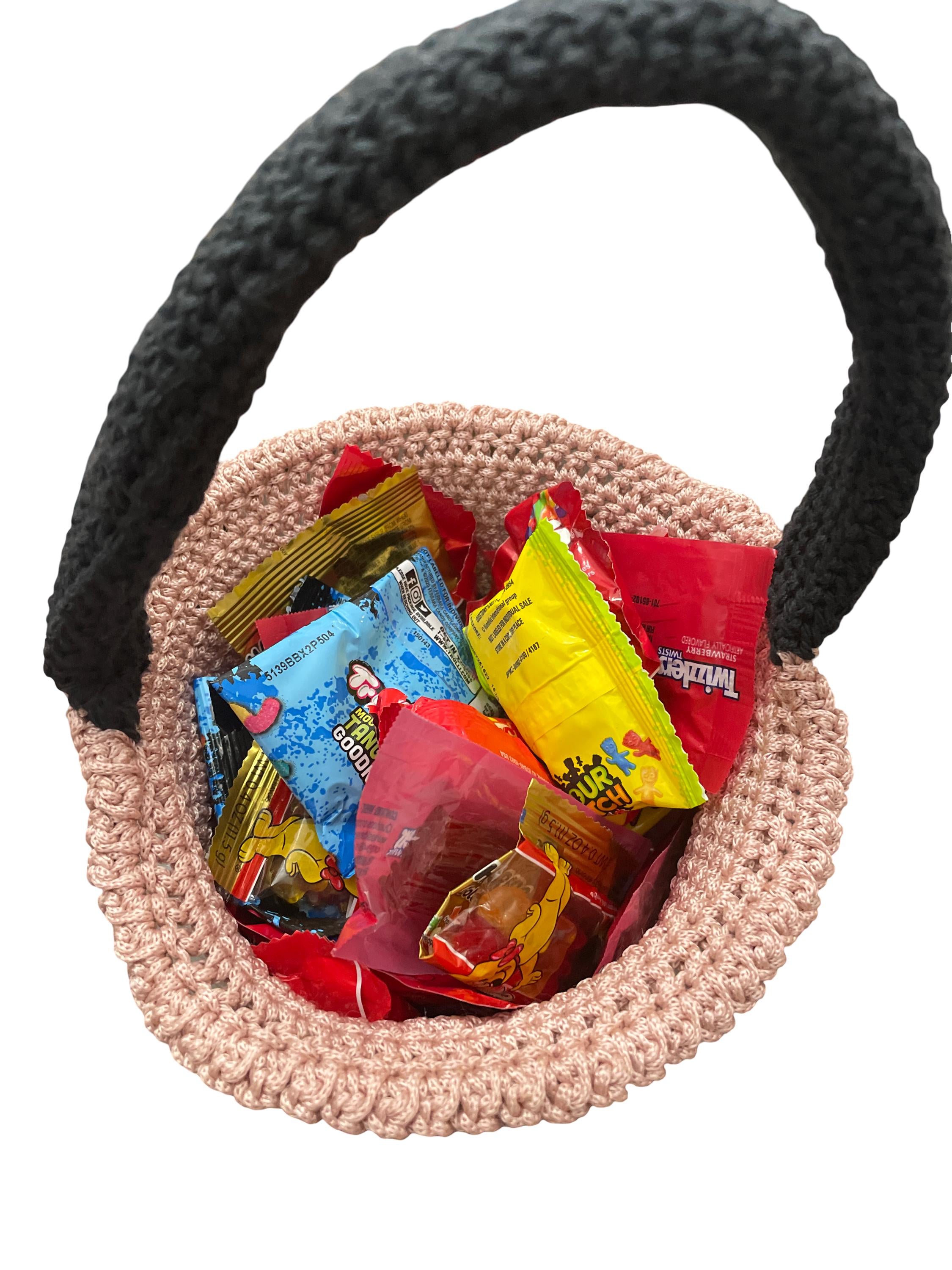 Handmade Crochet Halloween top handle bag - Spider & Bat