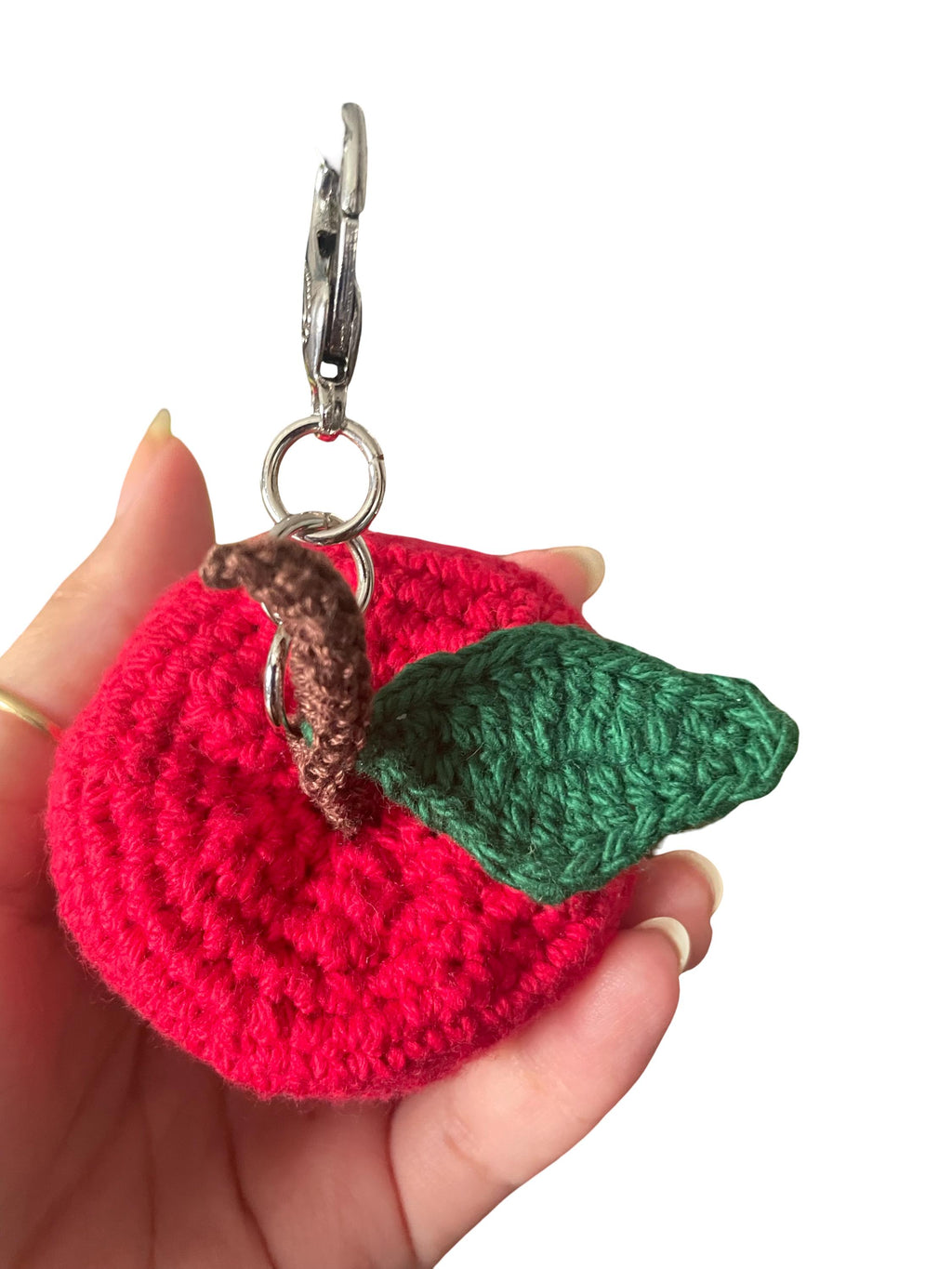 Handmade Crochet Red Apple (large) Bag charm/ Keychain
