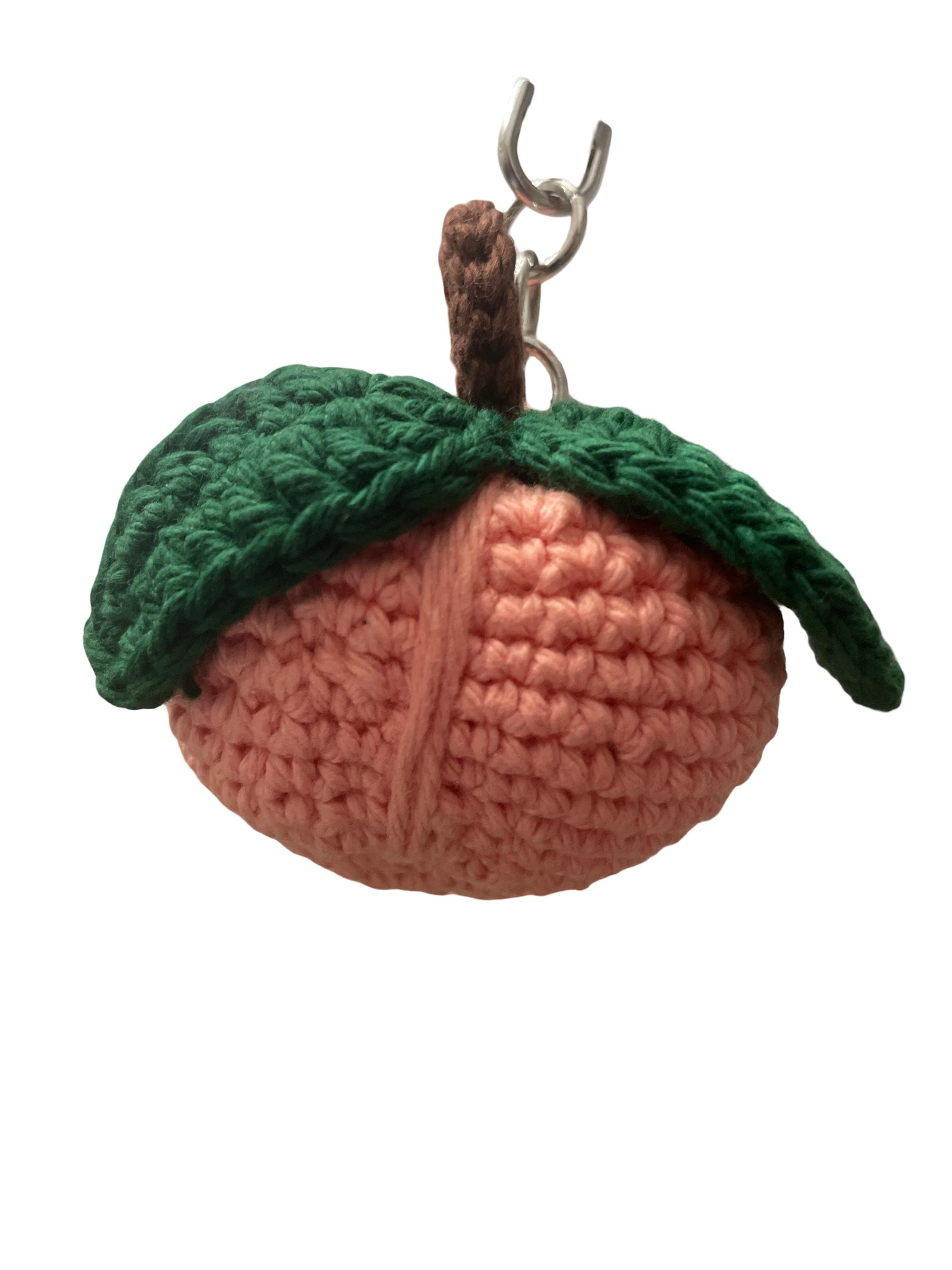 Crochet Peach Bag Charm/ Keychain