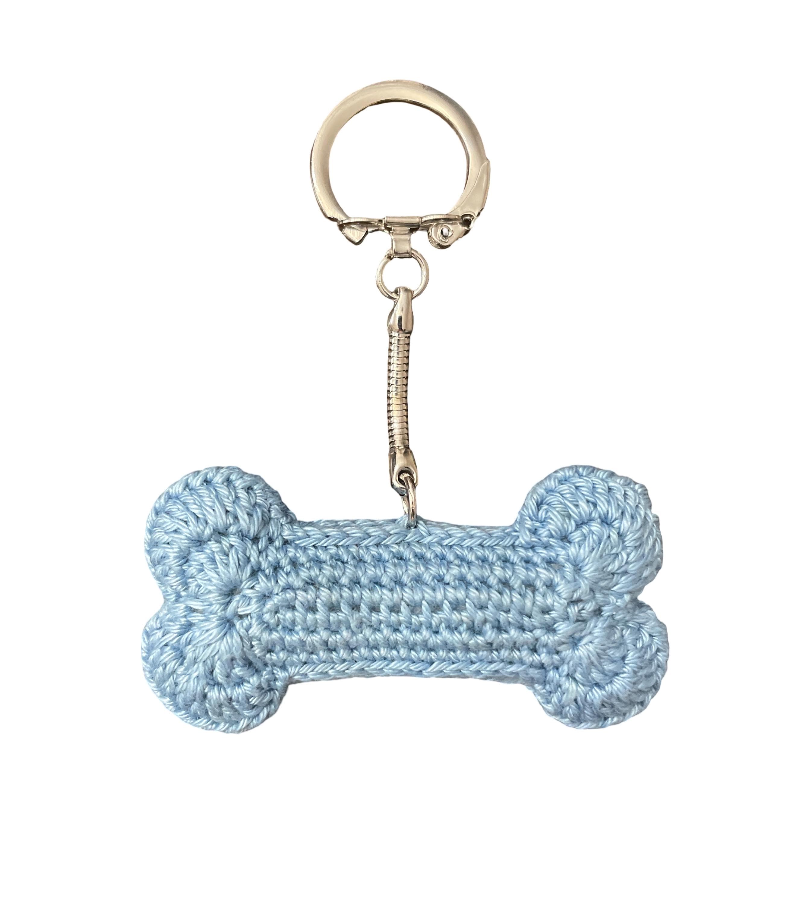 Crochet Bone bag charm - Blue