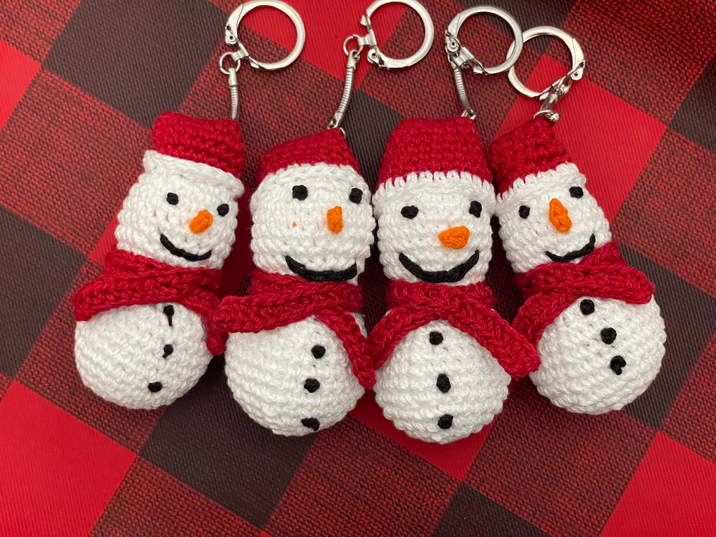 Snowman Crochet bag charm/ Keychain