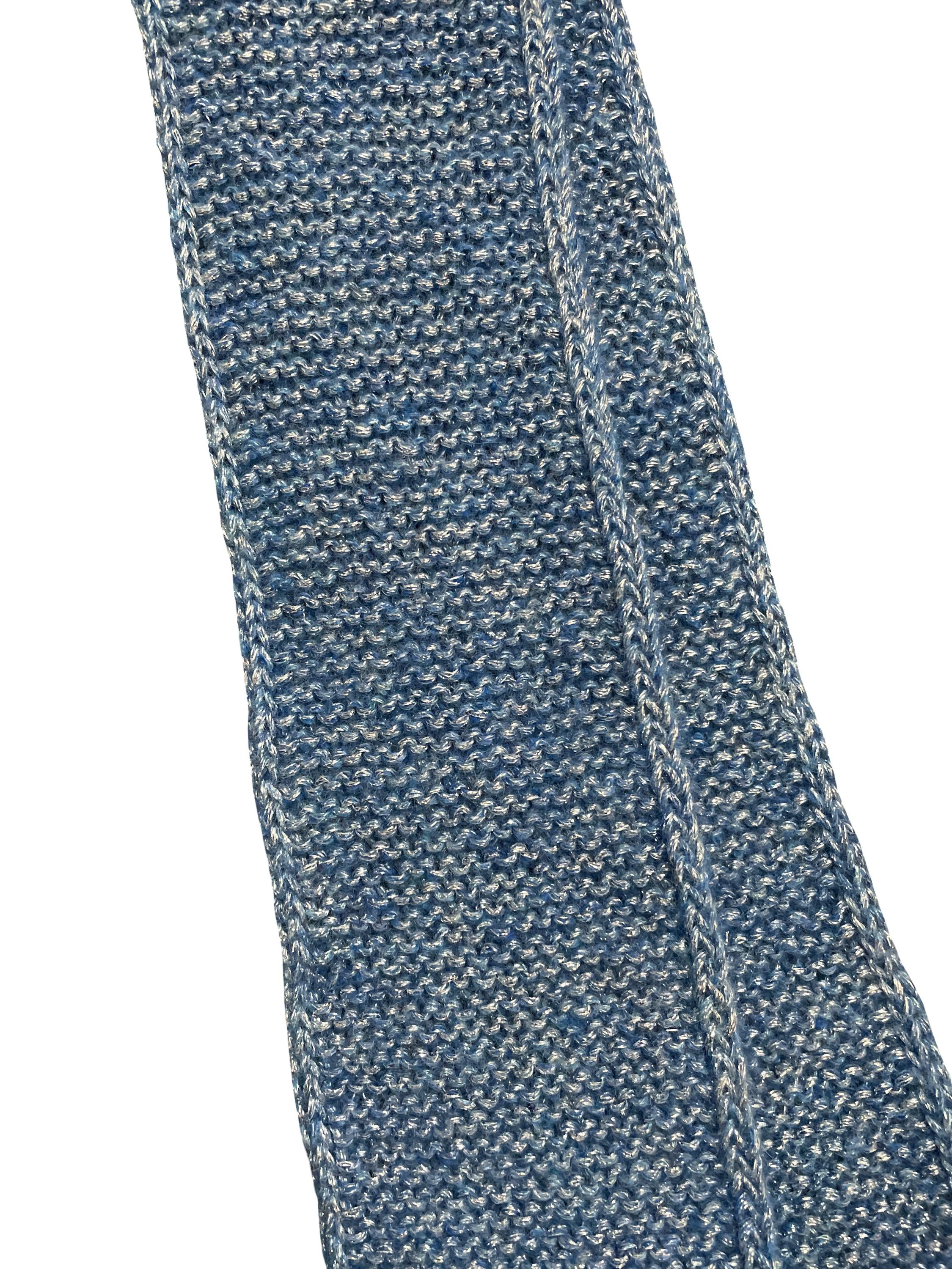 Handmade Sparkly Pom Pom Scarf - Blue with silver