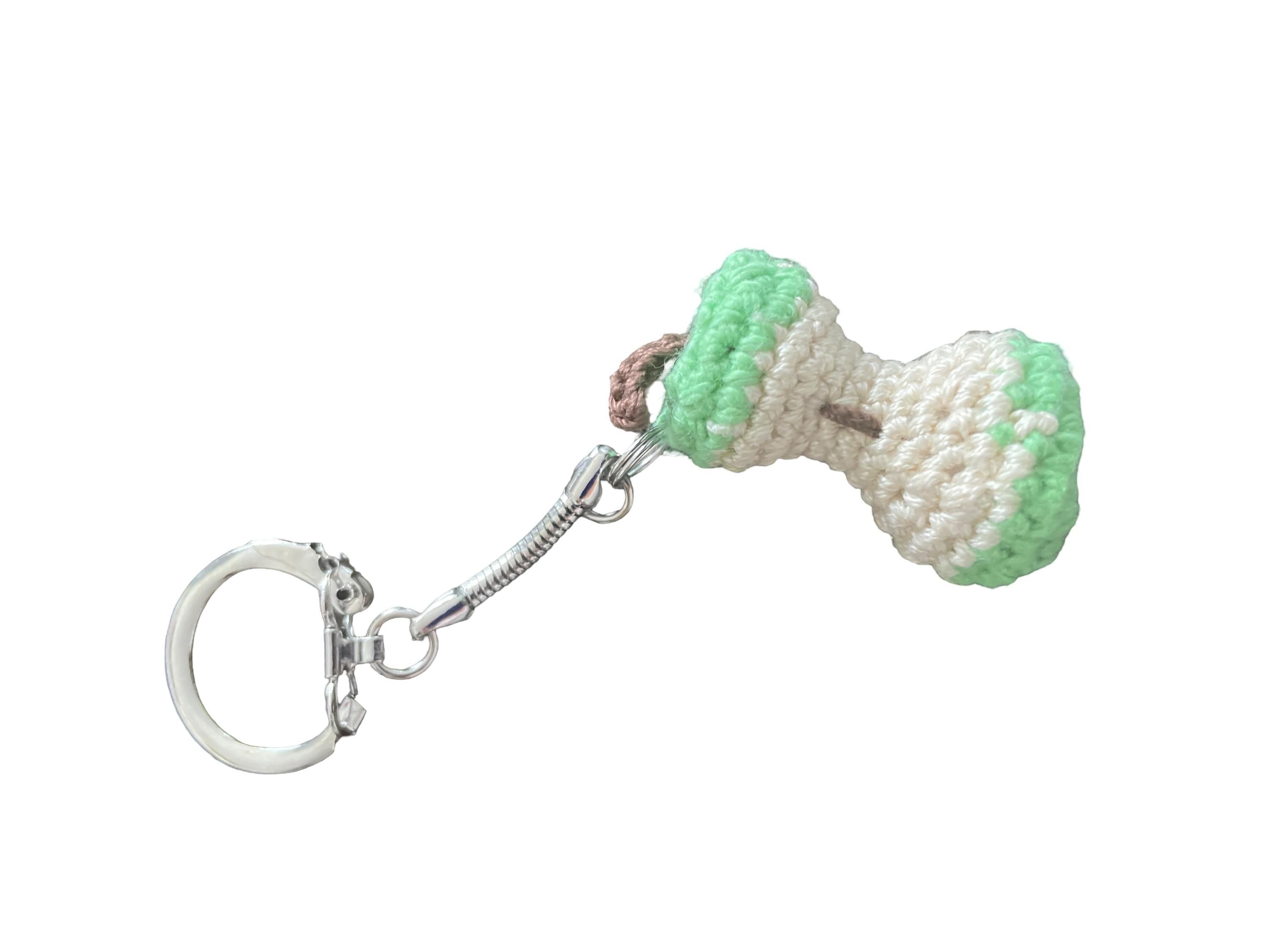 Handmade Crochet Green Apple Core (mini) Bag charm/ Keychain