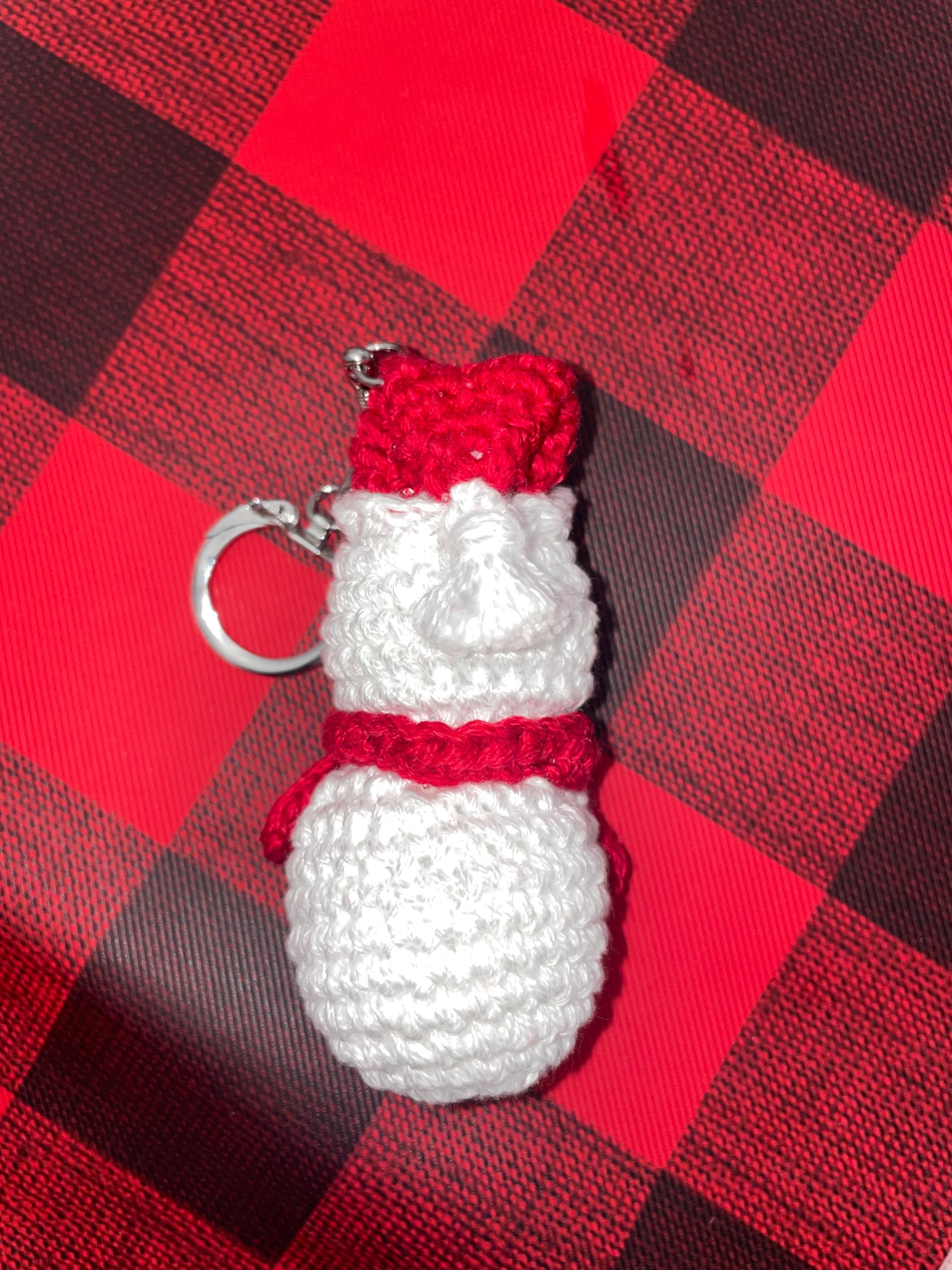 Snowman Crochet bag charm/ Keychain