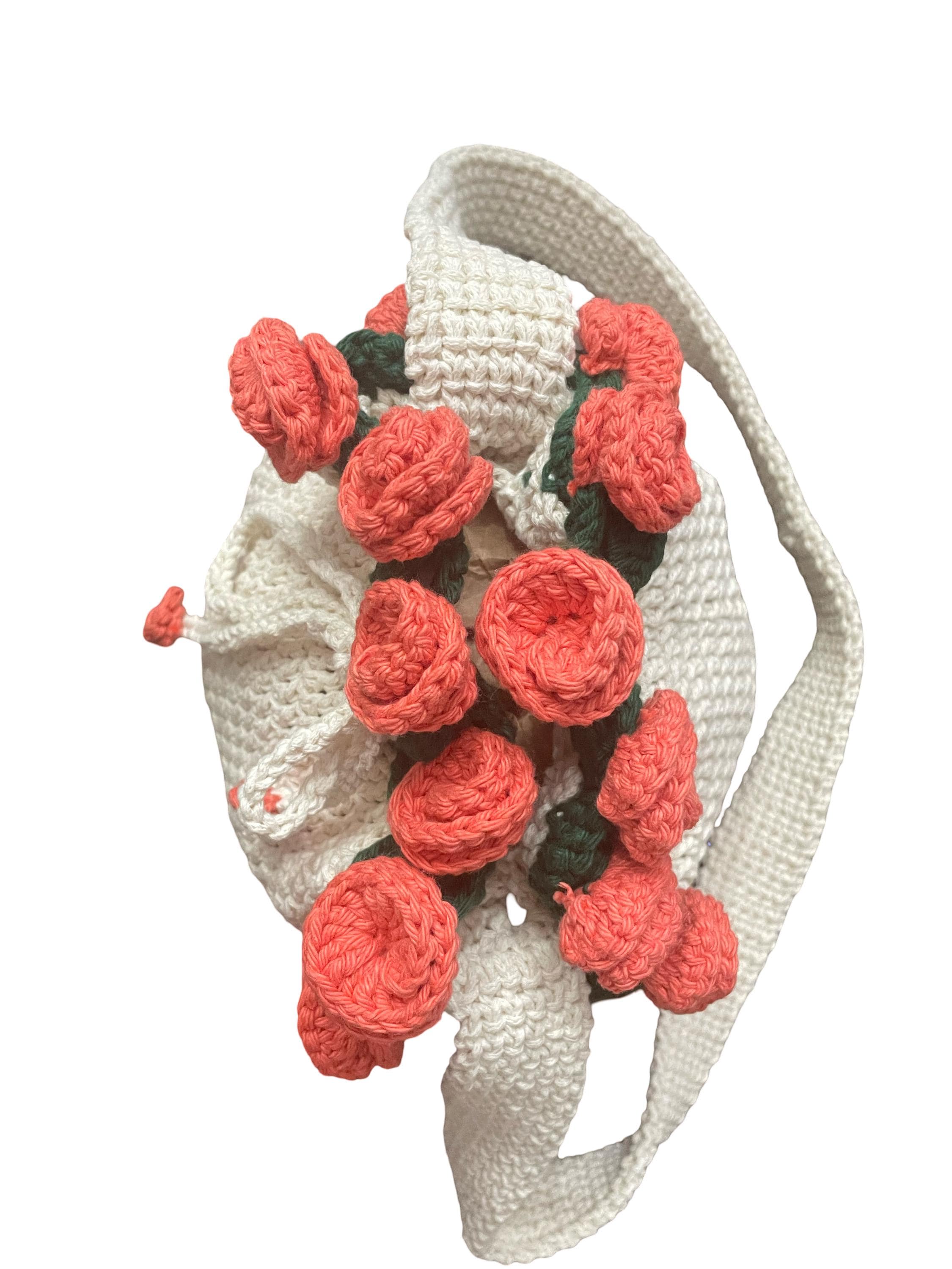 Crochet Bouquet of Roses Drawstring bag