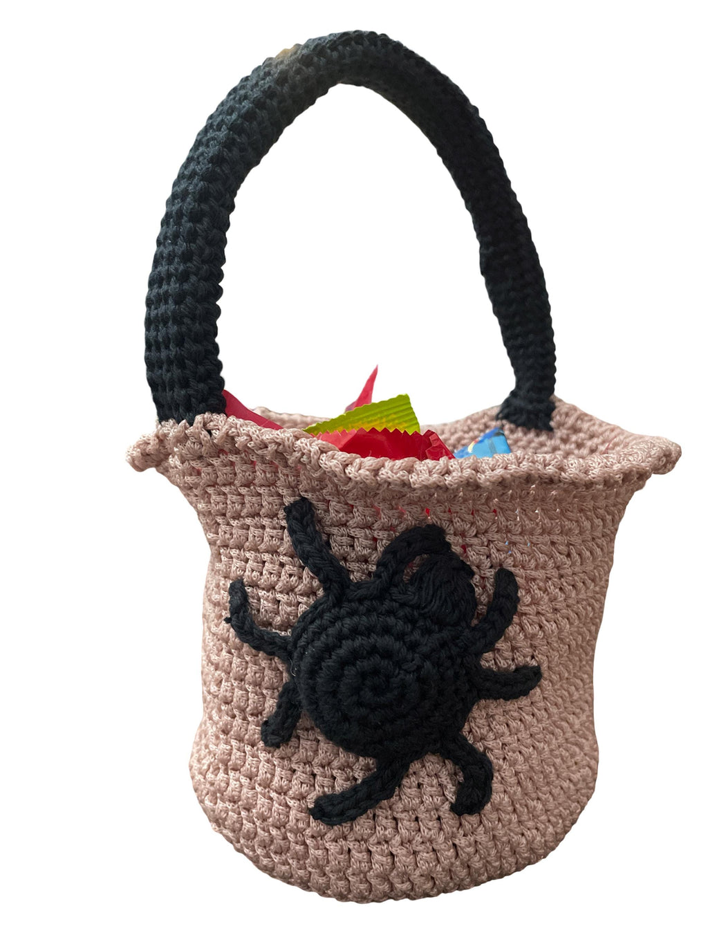 Handmade Crochet Halloween top handle bag - Spider & Bat