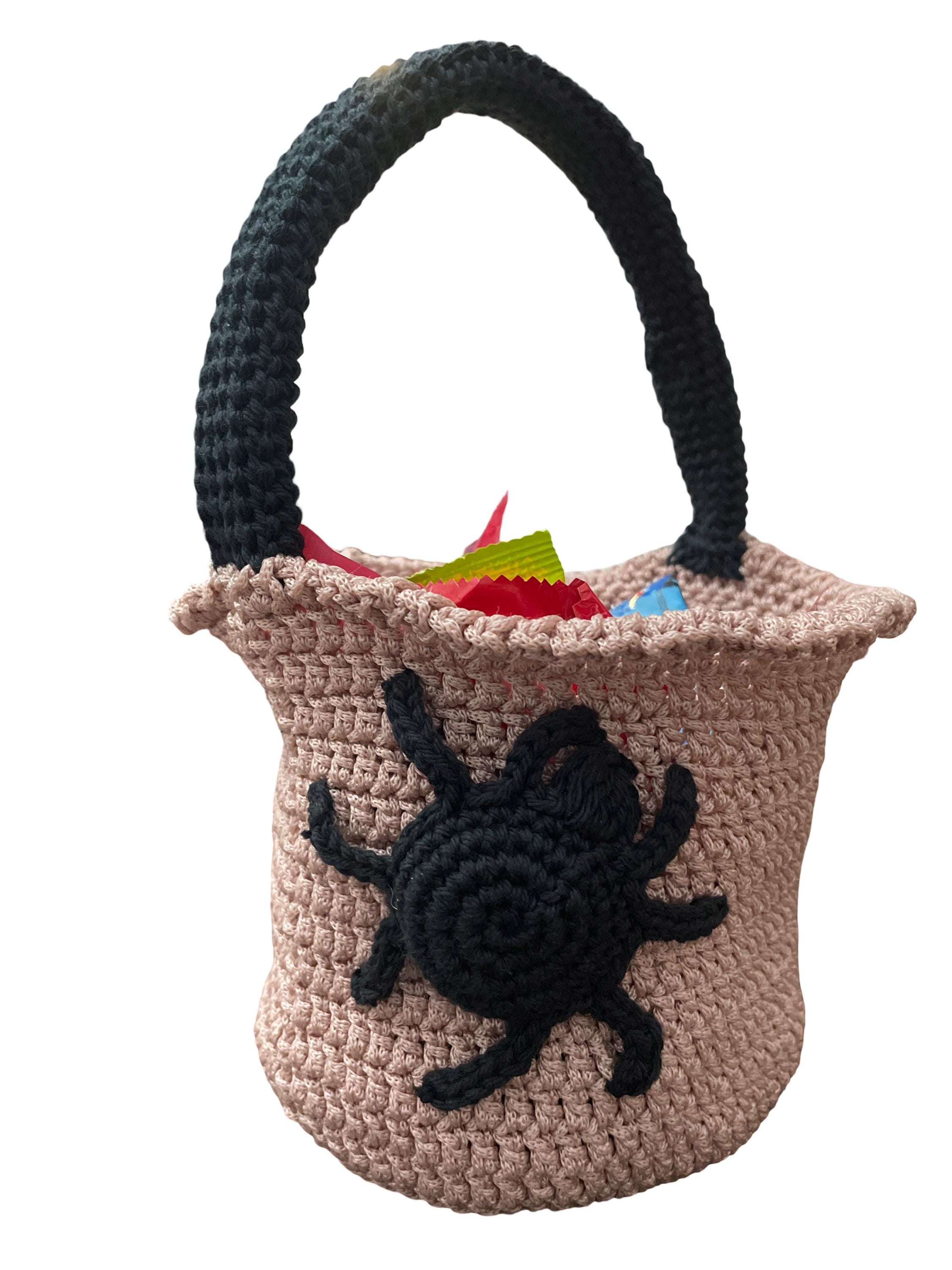 Handmade Crochet Halloween top handle bag - Spider & Bat