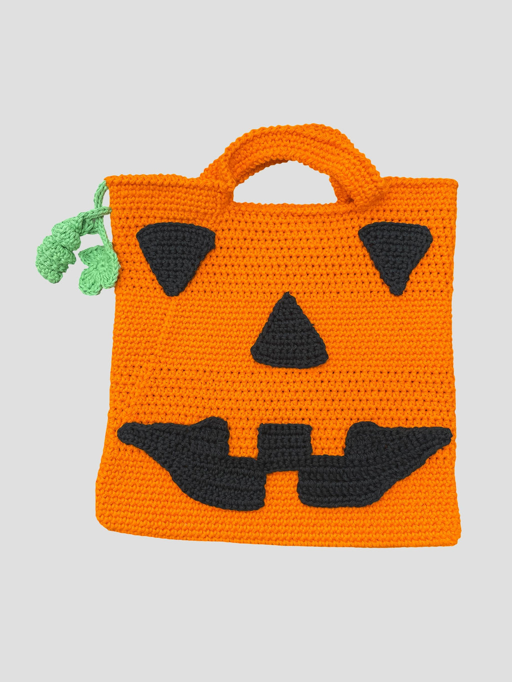 Handmade Crochet Halloween top handle bag - Pumpkin