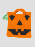Handmade Crochet Halloween top handle bag - Pumpkin