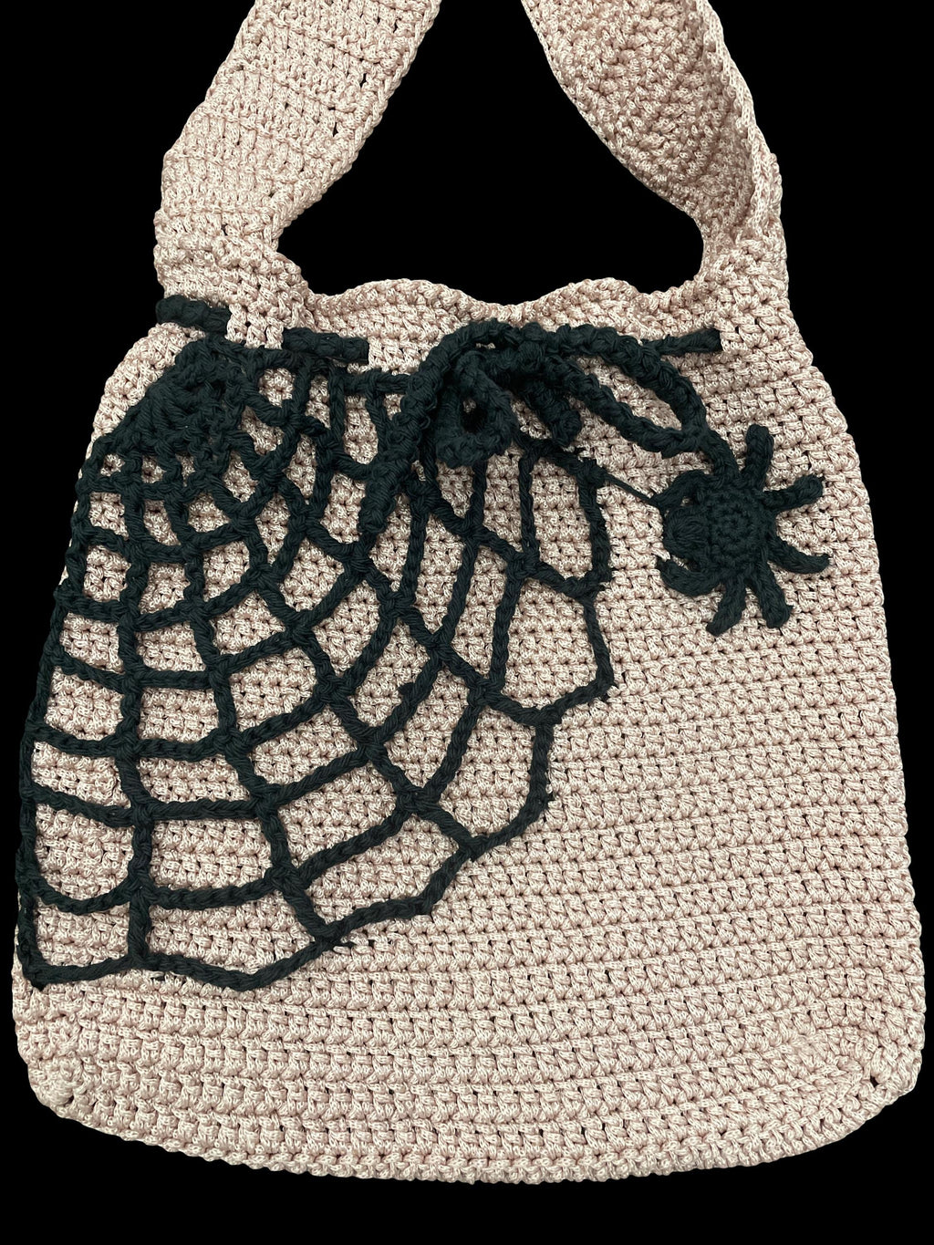 Handmade Crochet Halloween Drawstring bag - Spider & Web