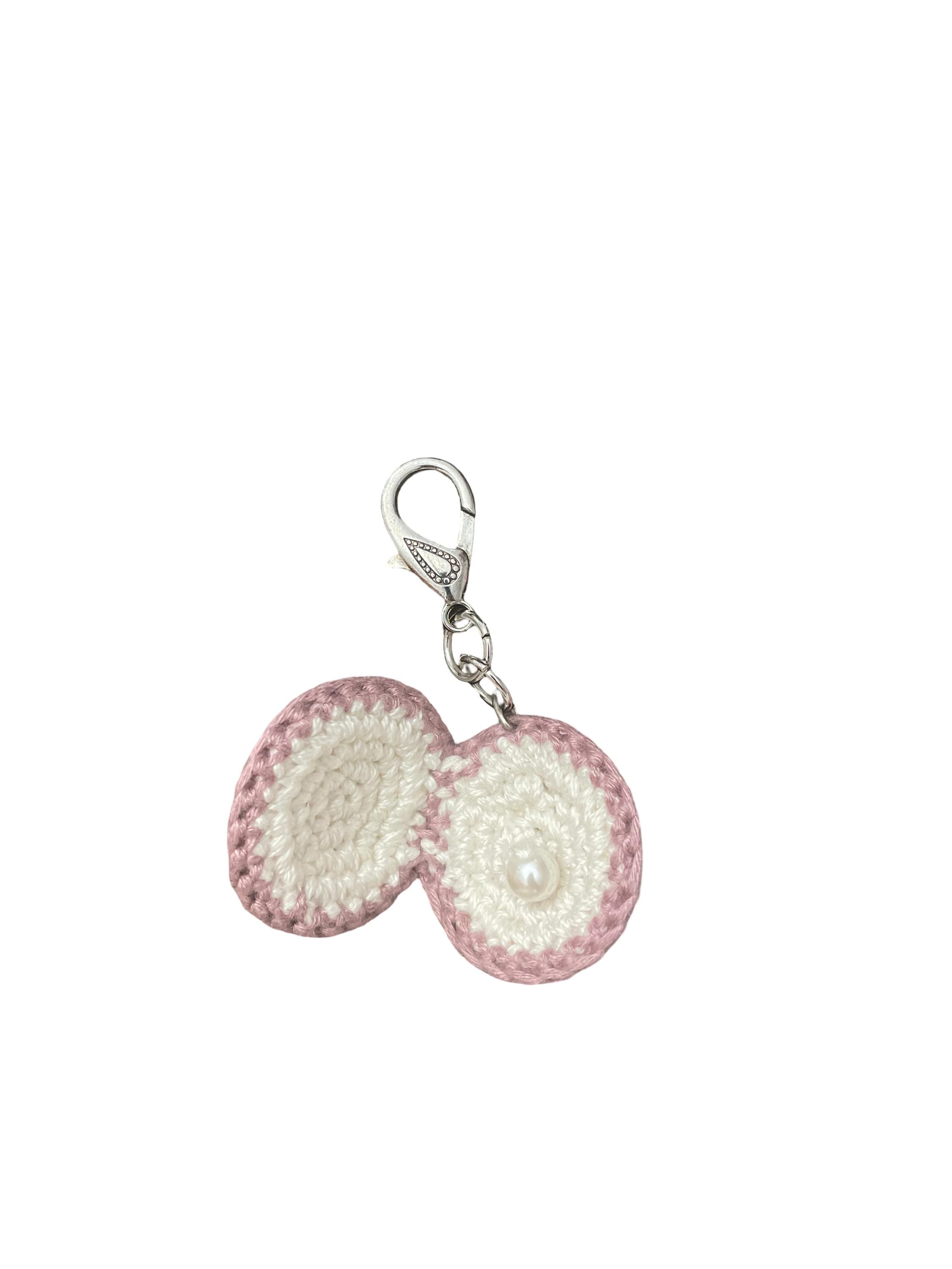 Crochet Bag Charm/ Keychain - Oyster