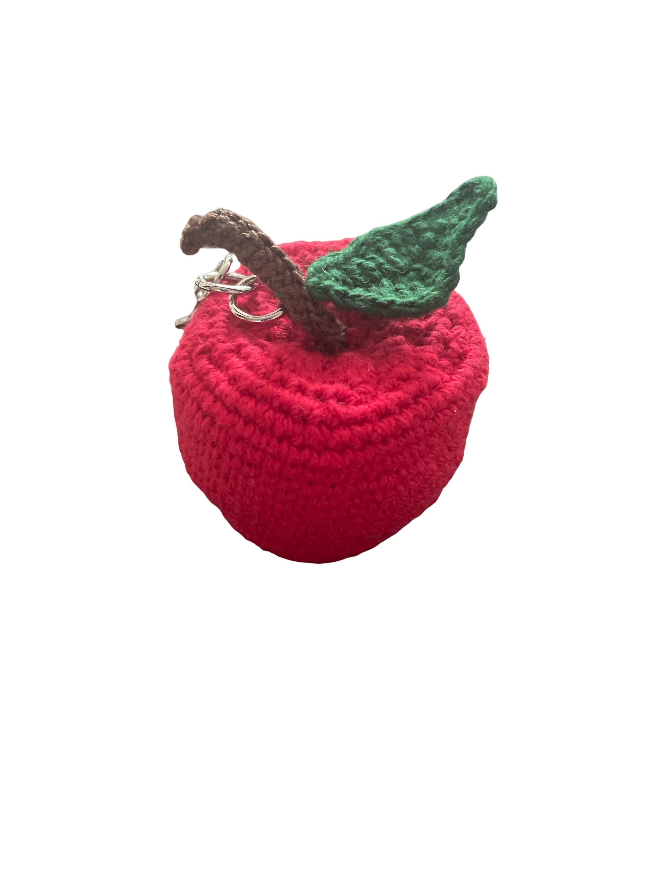 Handmade Crochet Red Apple (large) Bag charm/ Keychain