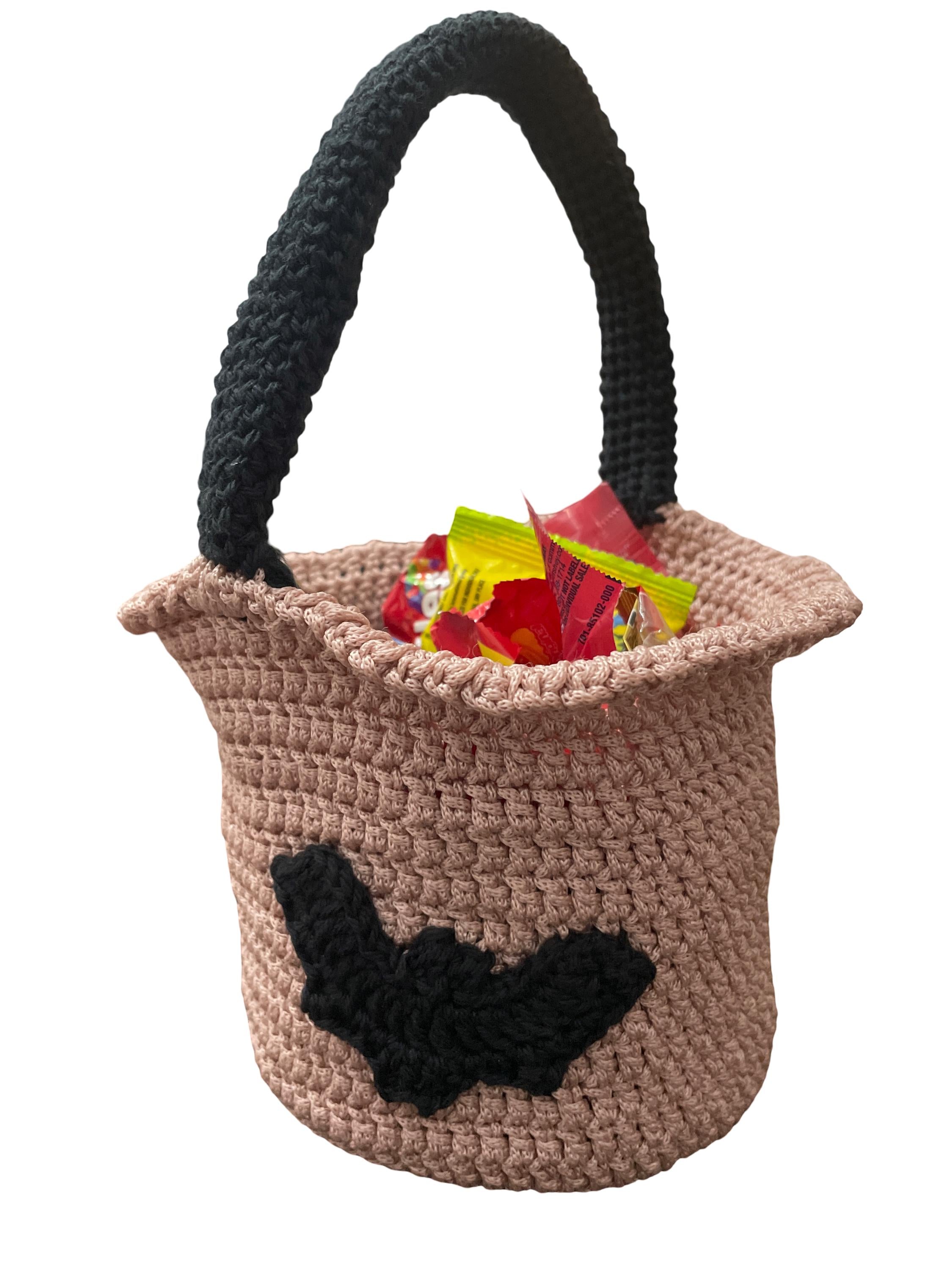 Handmade Crochet Halloween top handle bag - Spider & Bat