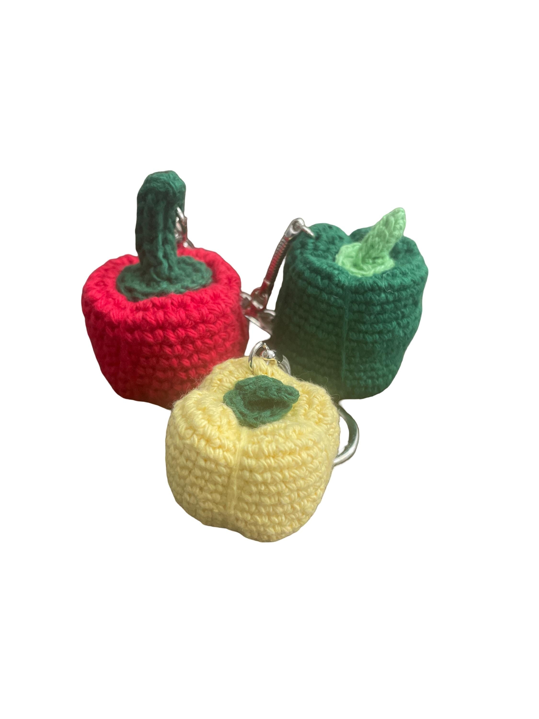 Handmade Crochet Yellow Bell Pepper Bag charm/ Keychain