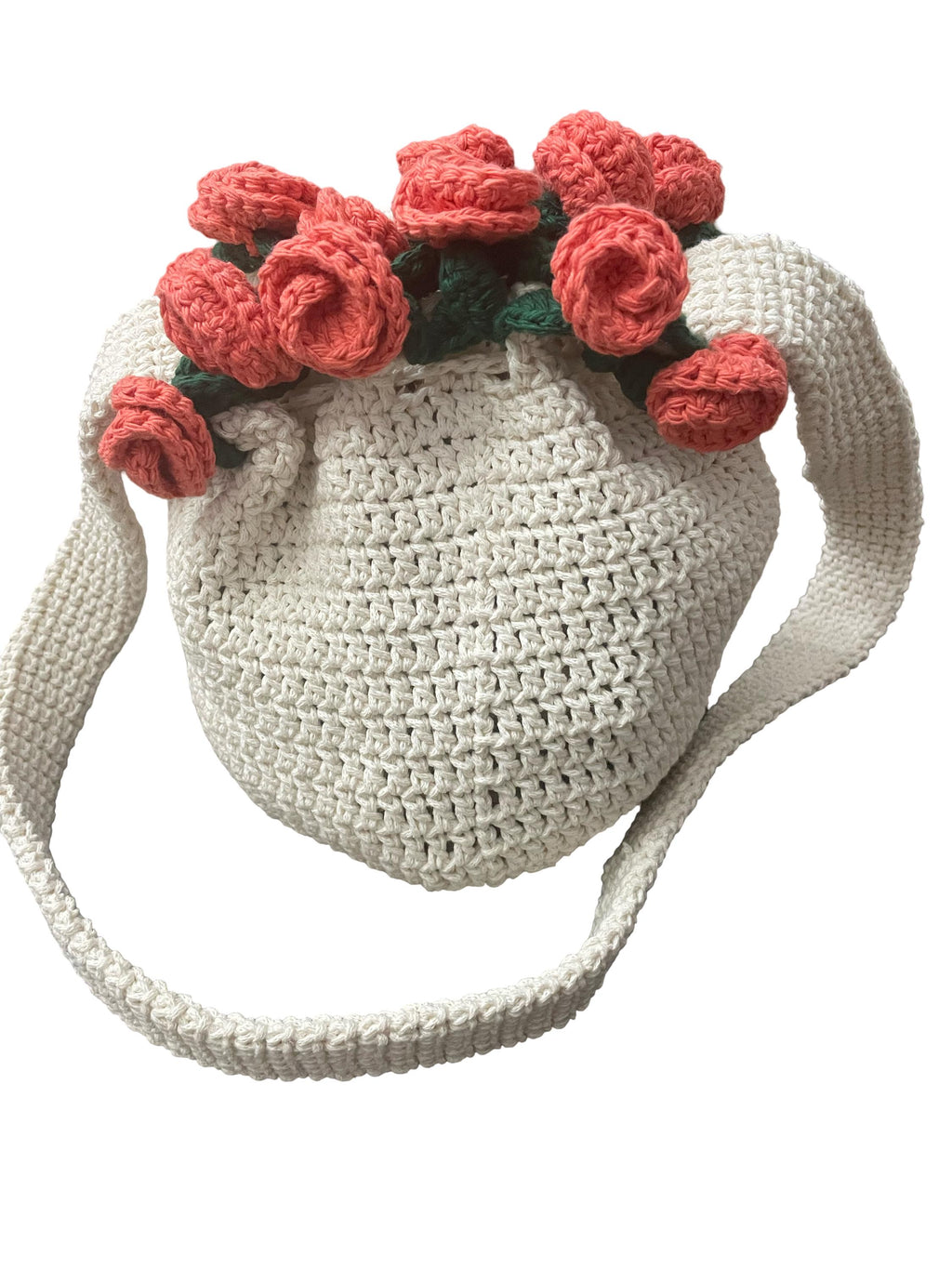 Crochet Bouquet of Roses Drawstring bag