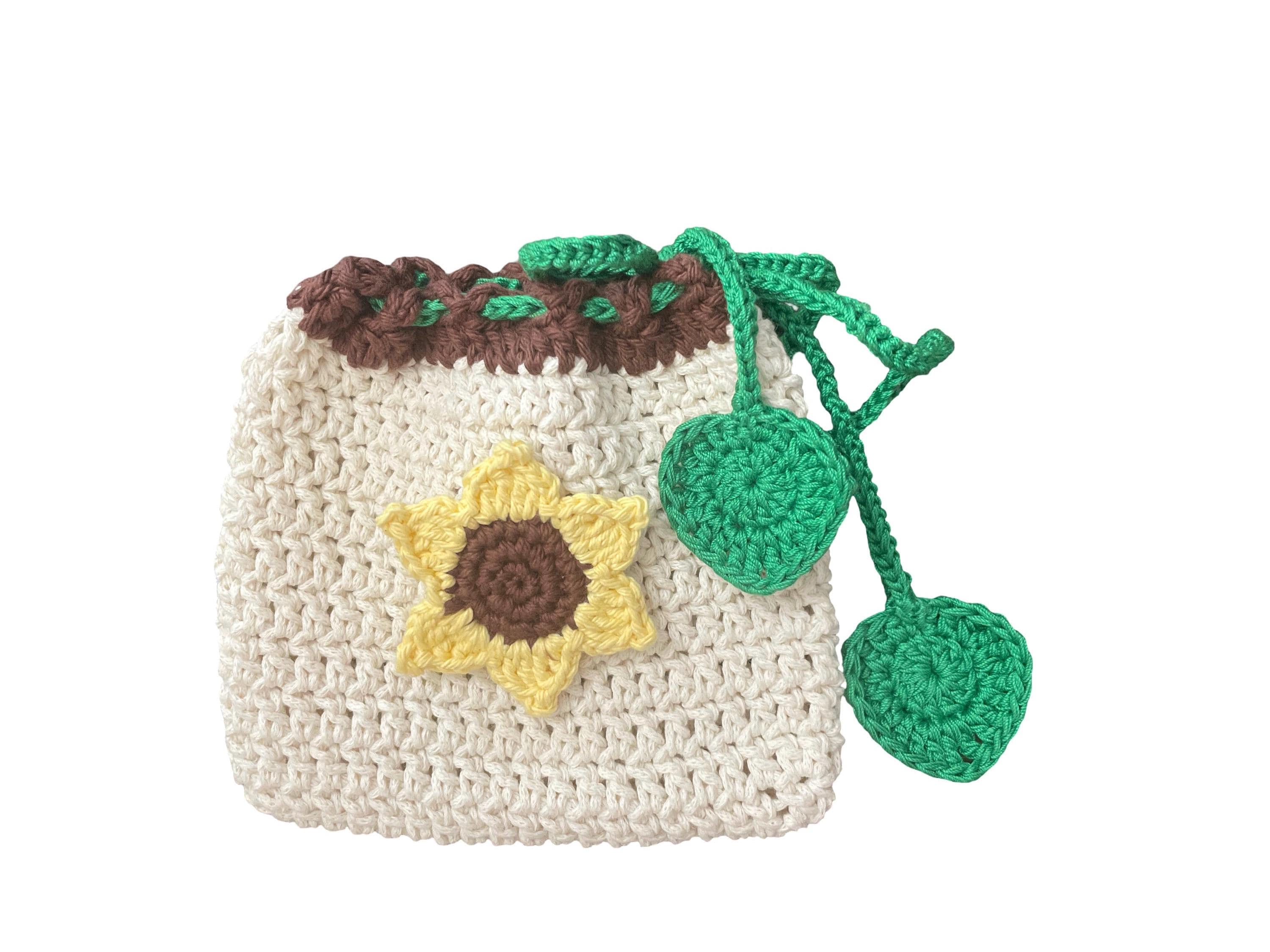 Crochet Sunflower Drawstring bag