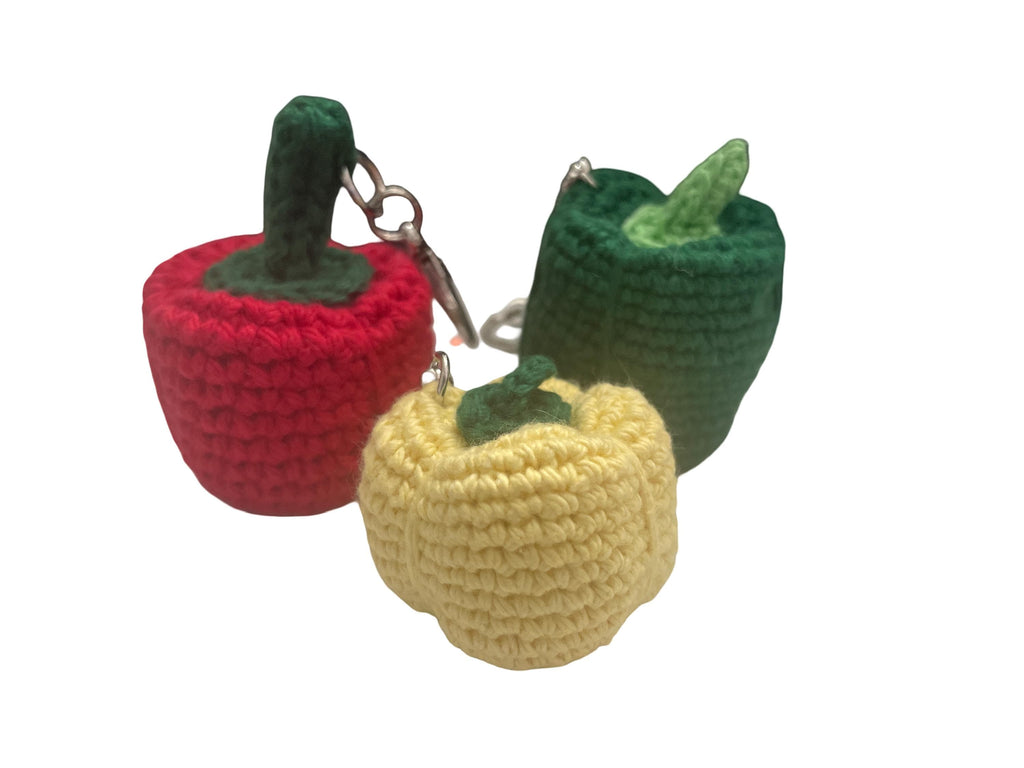 Handmade Crochet Yellow Bell Pepper Bag charm/ Keychain