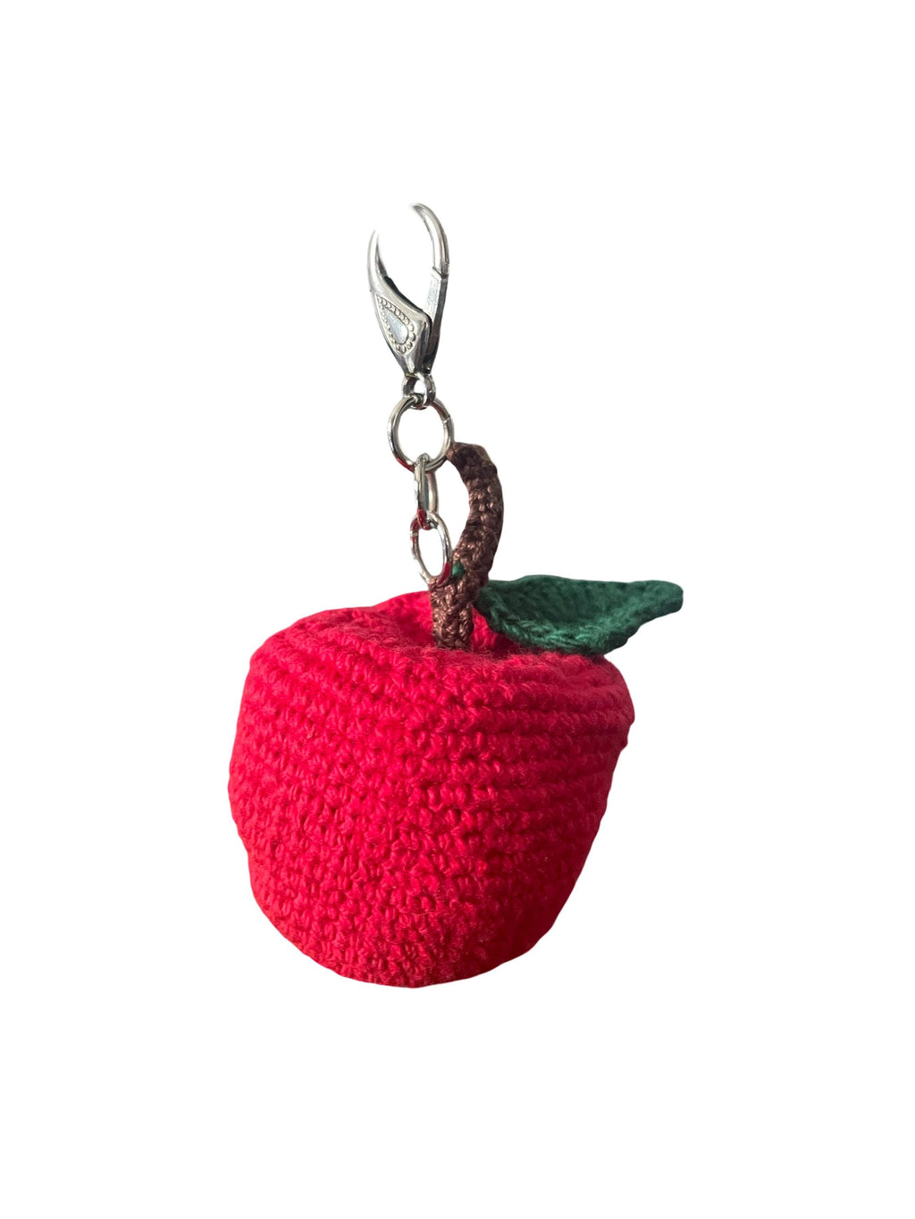 Handmade Crochet Red Apple (large) Bag charm/ Keychain