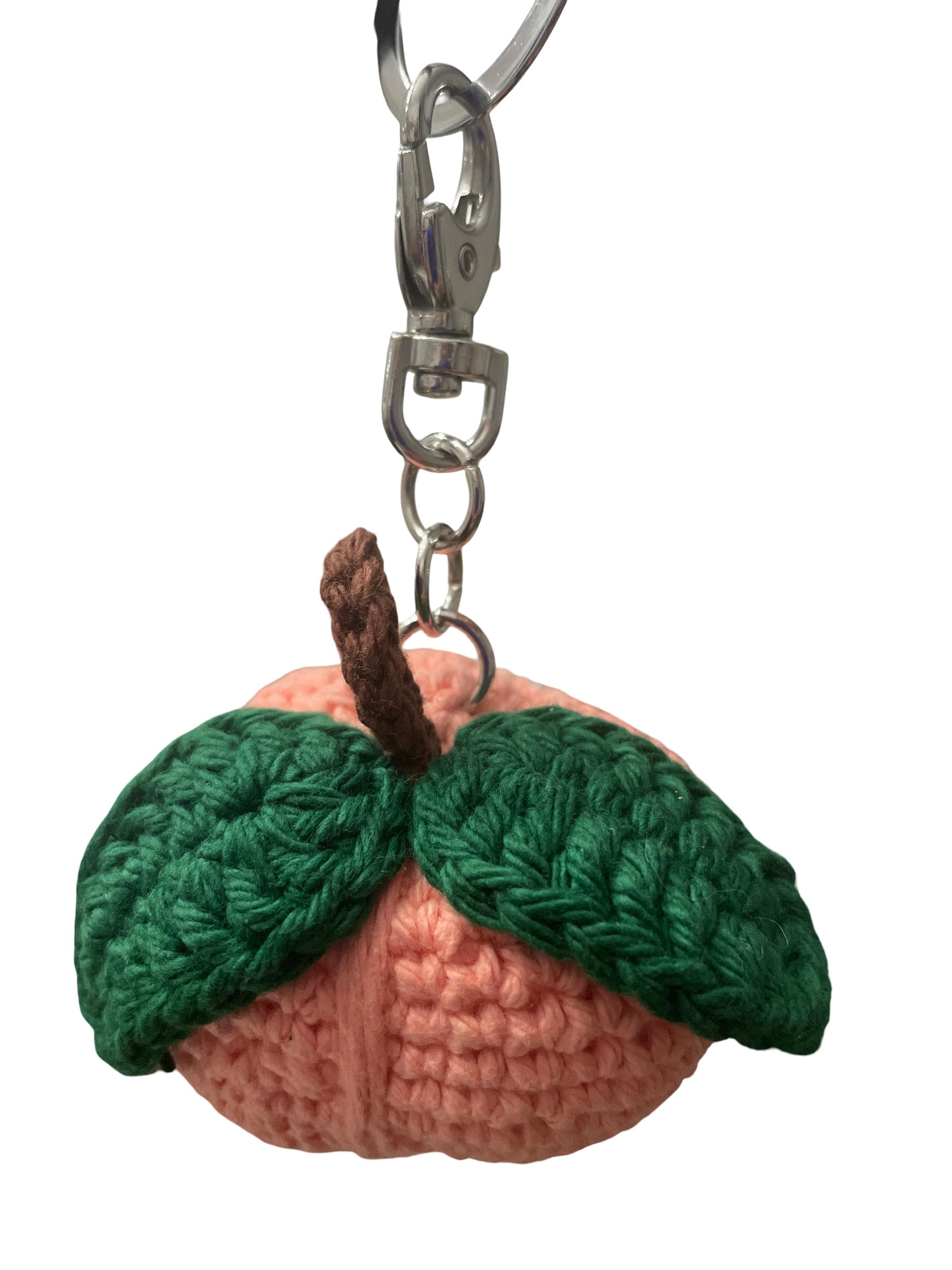 Crochet Peach Bag Charm/ Keychain