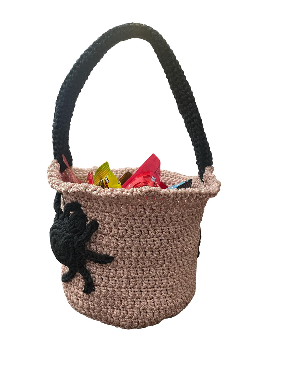 Handmade Crochet Halloween top handle bag - Spider & Bat